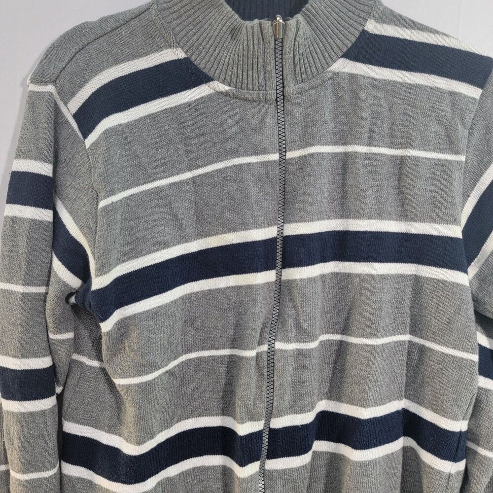 Basic Elements Gray Striped Full Zip Sweater Cott… - image 5